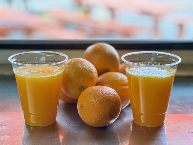 Fresh squeezed orange juice in Austin – breakfast drink at Biscuits + Groovy food trucks